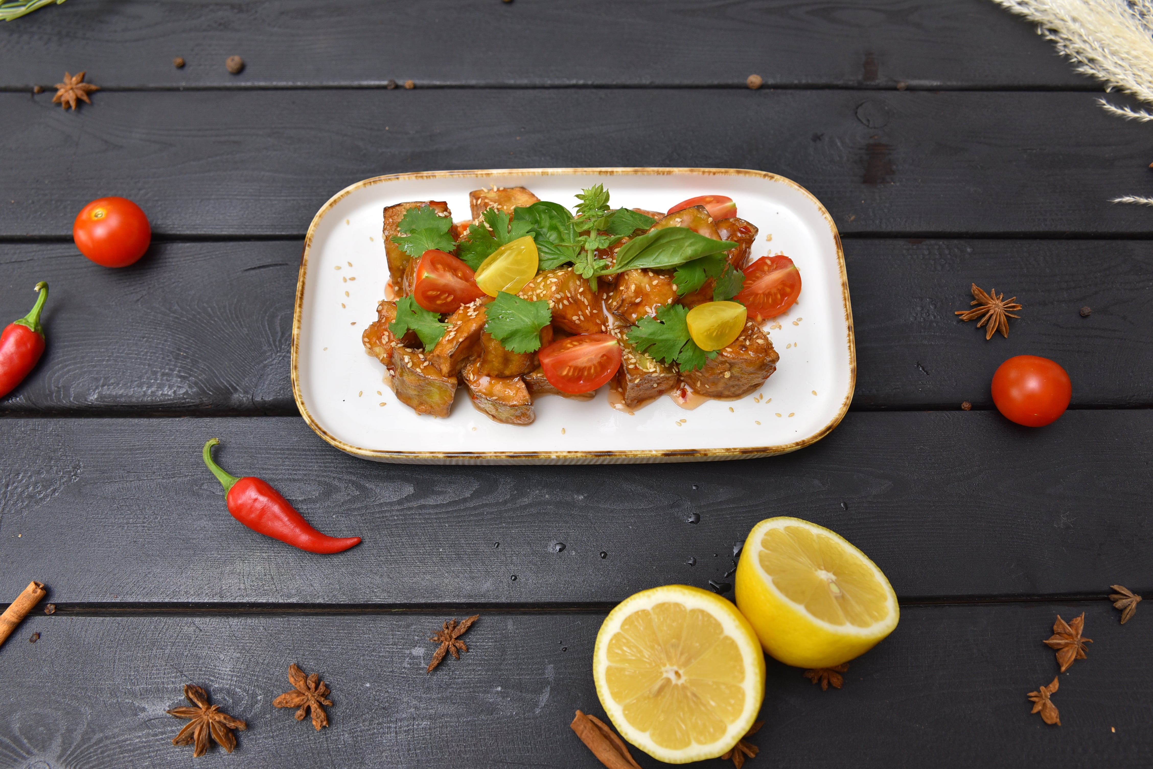 Хрустящие баклажаны в кисло-сладком соусе